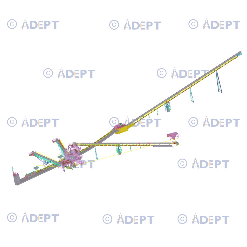 Rock reclaim conveyor structural steel detailing and material handling system USA
