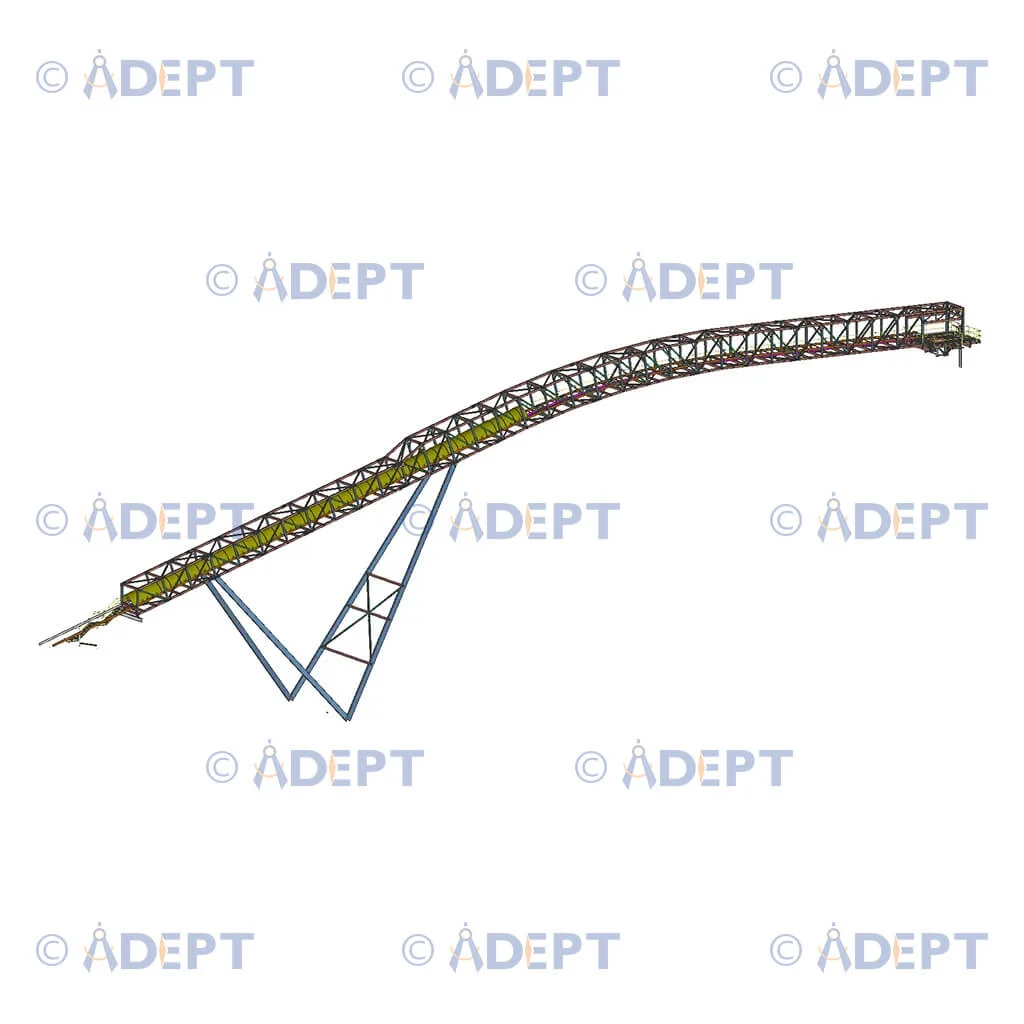 Industrial conveyor steel structure detailing and support design in North Carolina USA