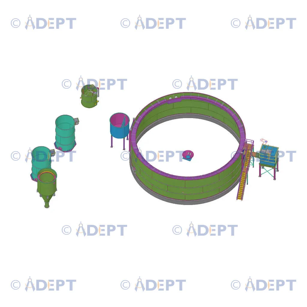 Clarified water tank structural steel detailing and circular tank design USA