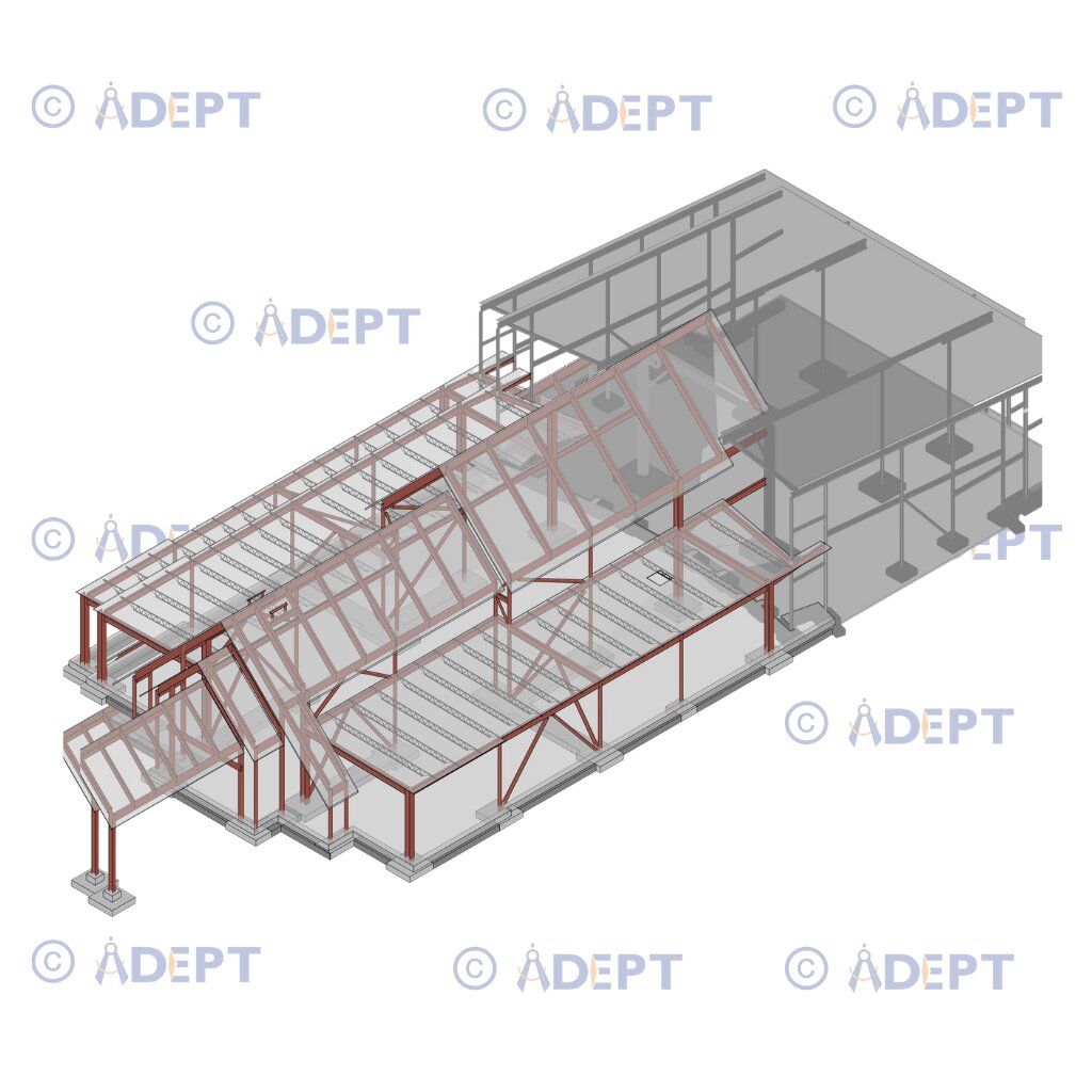 Church building structural steel detailing and architectural BIM design Arkansas USA