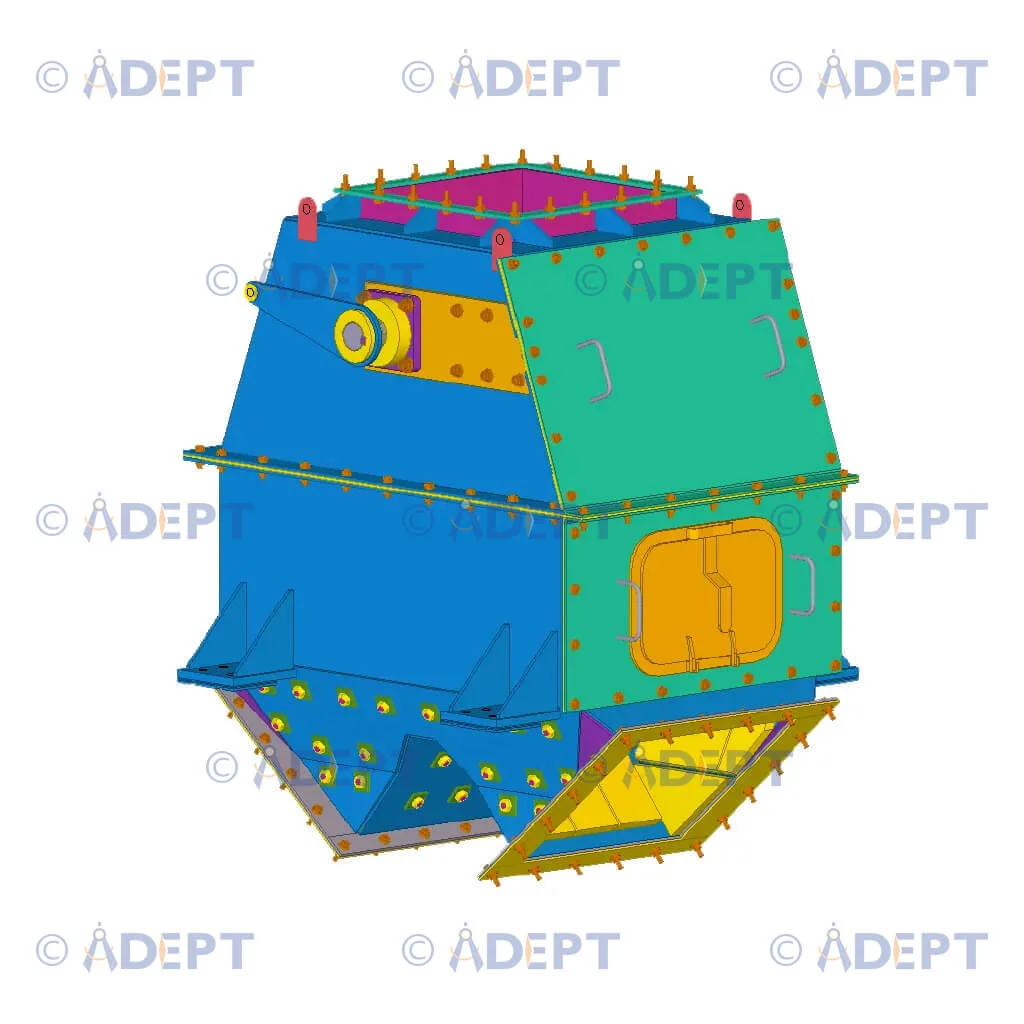 Industrial diverter gate structural steel detailing and mechanical system design USA