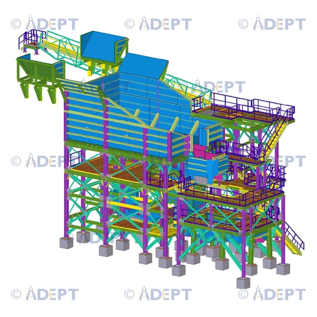 Primary processing unit structural steel detailing for industrial plant USA