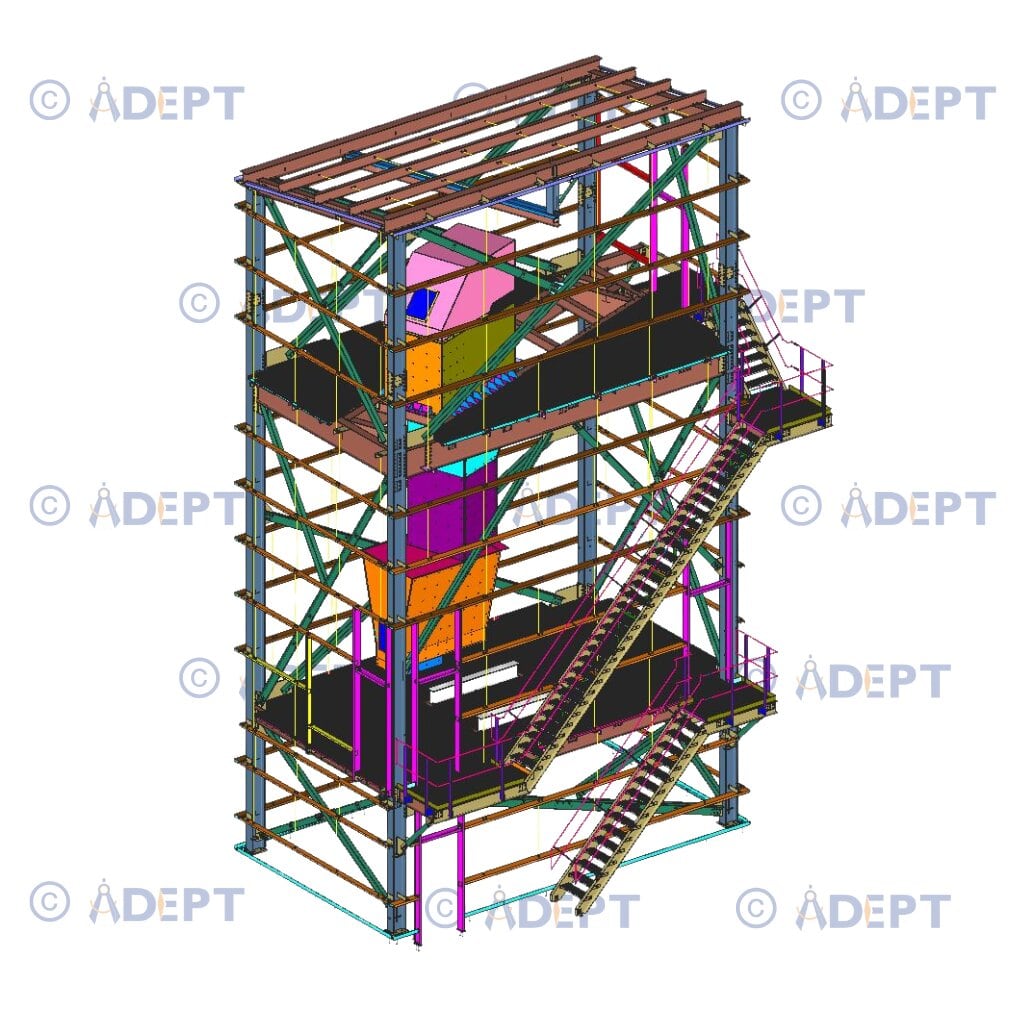 Industrial transfer structure structural steel detailing project in Virginia USA