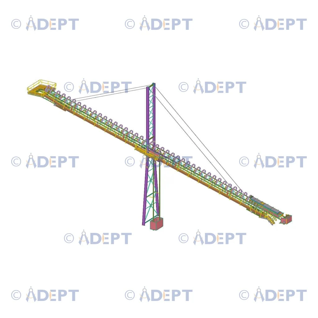 Stackout conveyor steel structure detailing and material handling system USA
