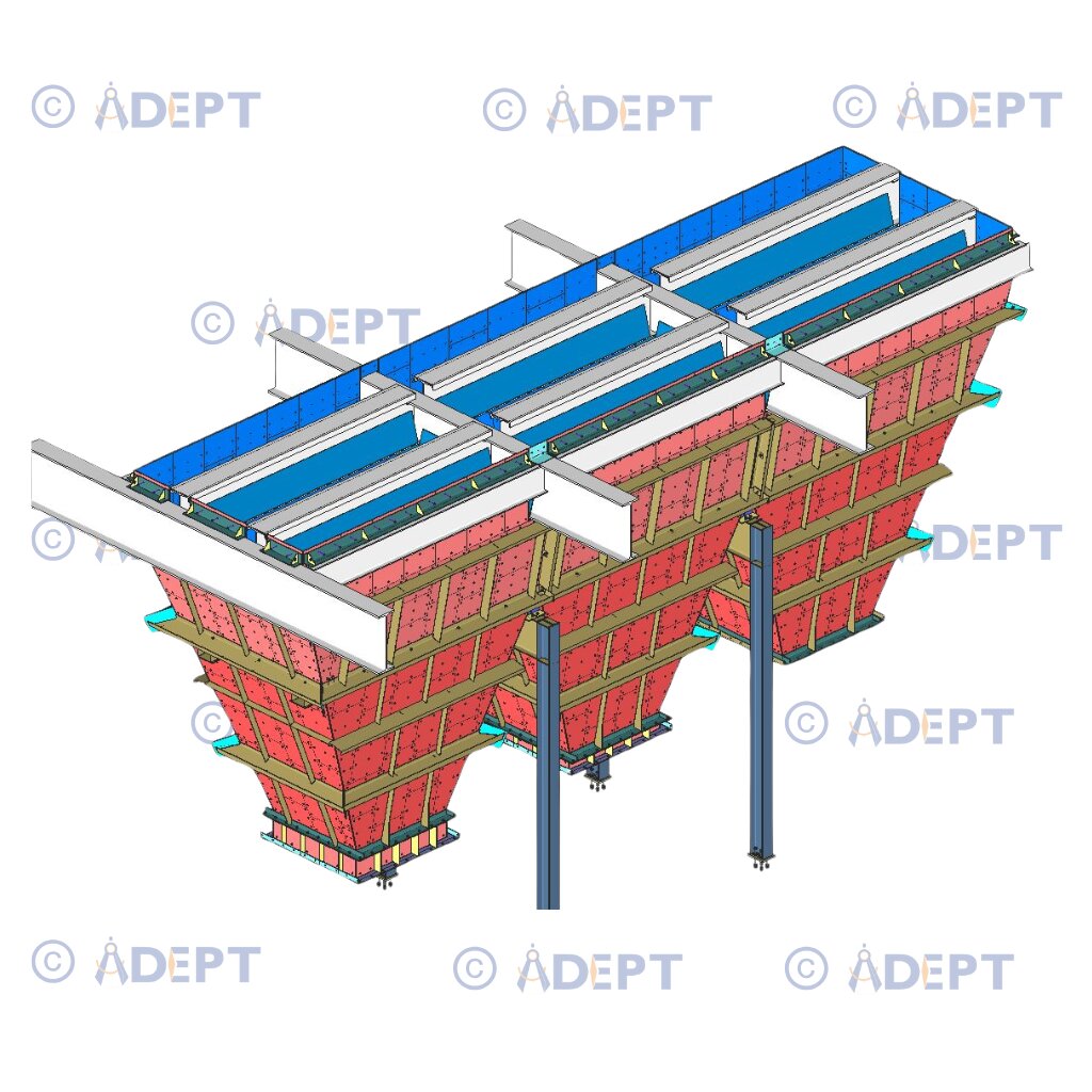 Industrial hopper structure steel detailing and fabrication model for plant project
