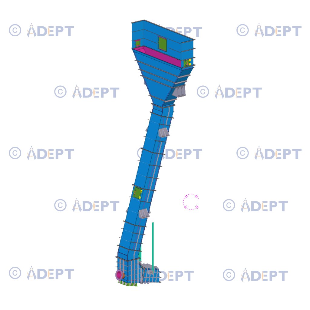 Raw coal screen chute structural steel detailing and industrial plant design USA