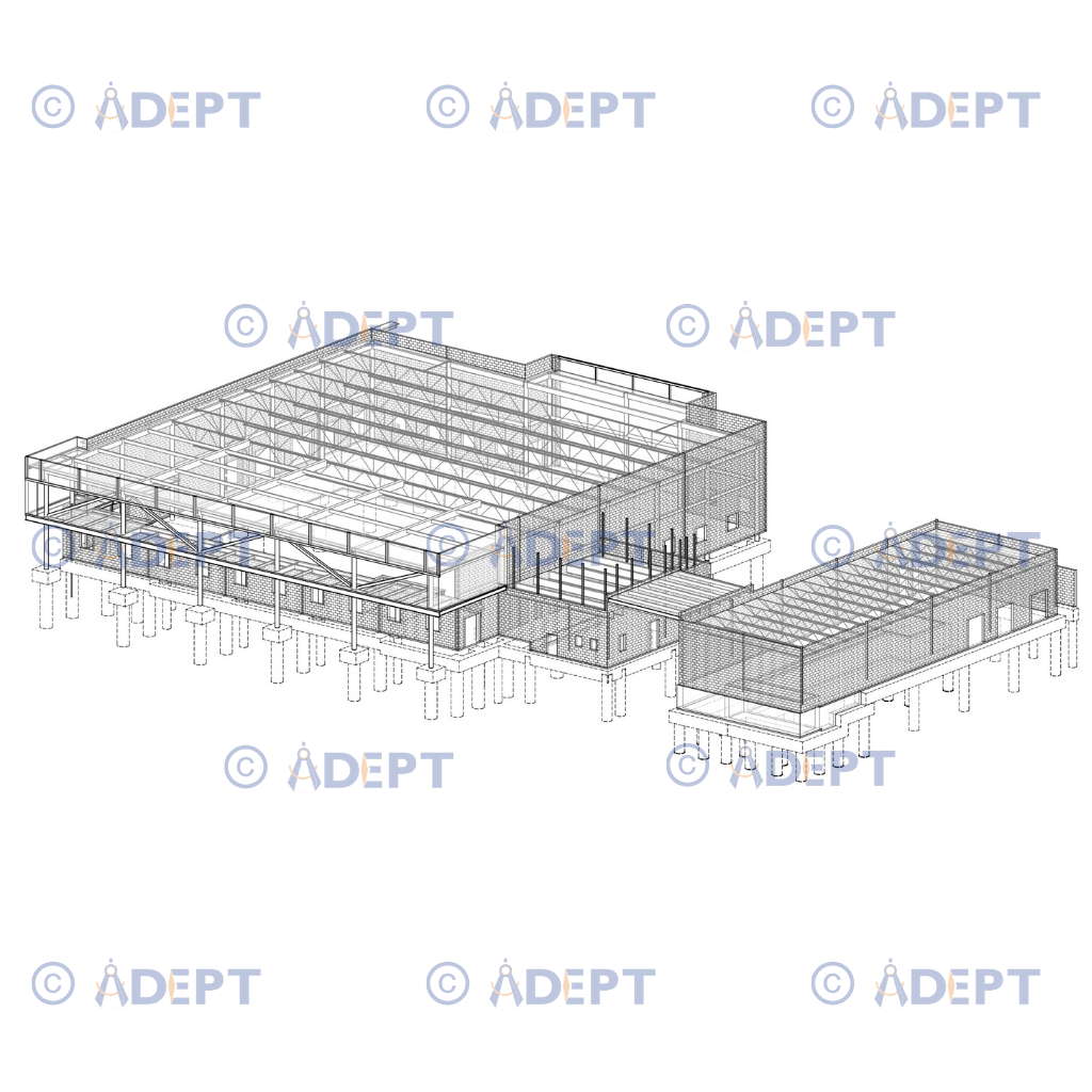 Industrial building structural steel framing and detailing for large facility construction USA