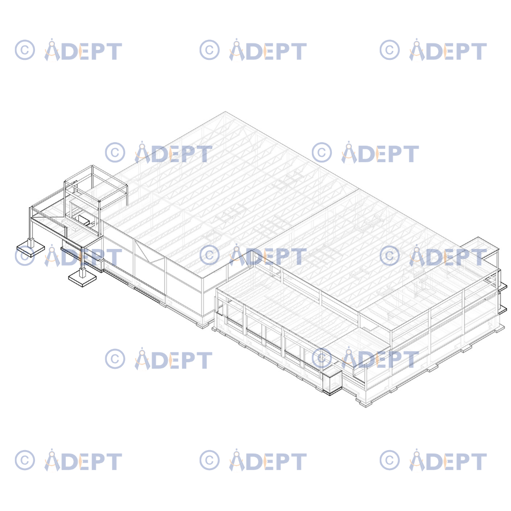 Warehouse building structural steel detailing and low rise construction design USA