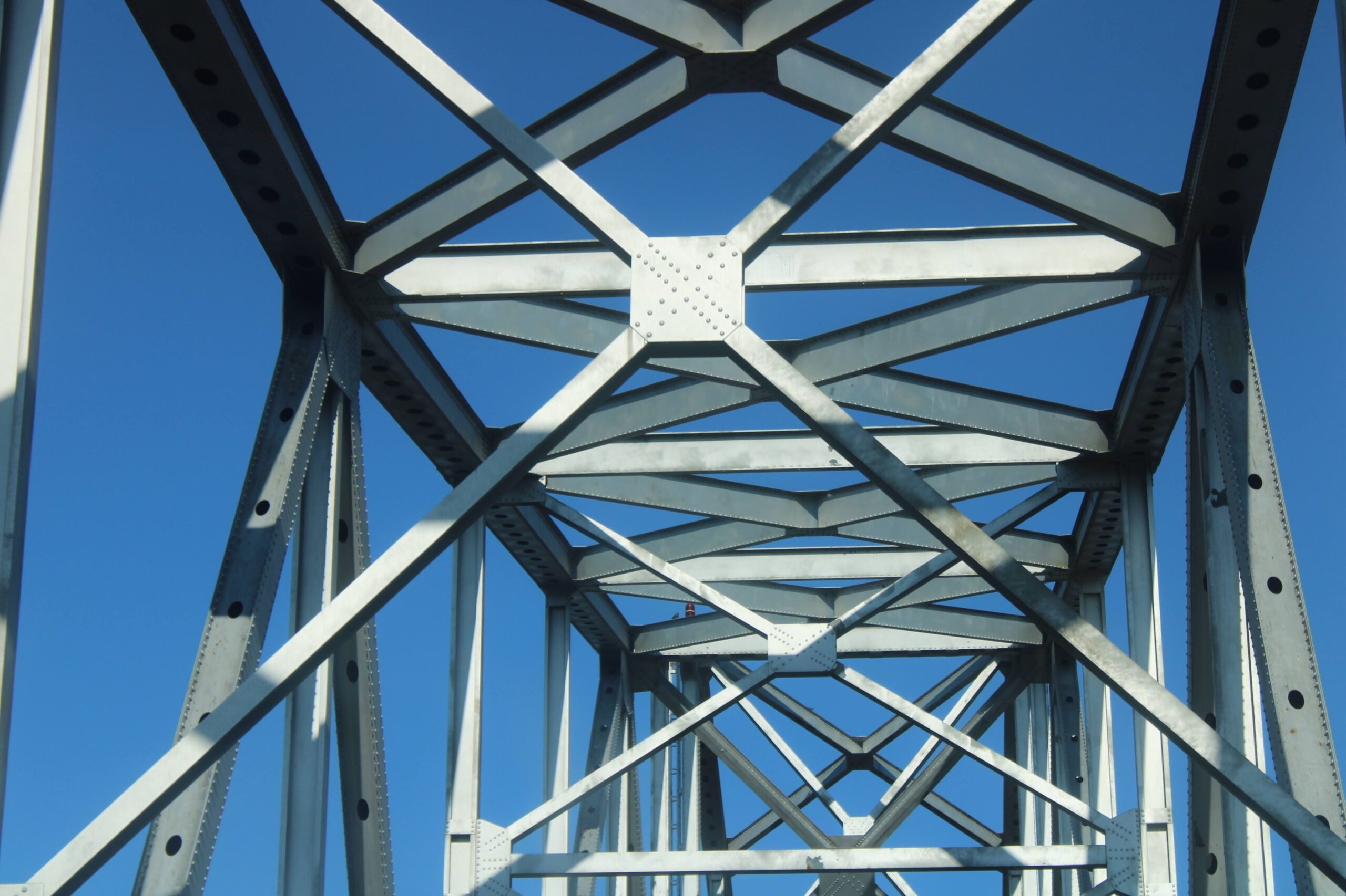 Structural steel truss system showing connection design and detailing for bridge construction